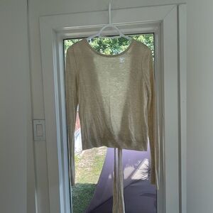 Abercrombie & Fitch Open Back Tie Long Sleeve Top - Medium